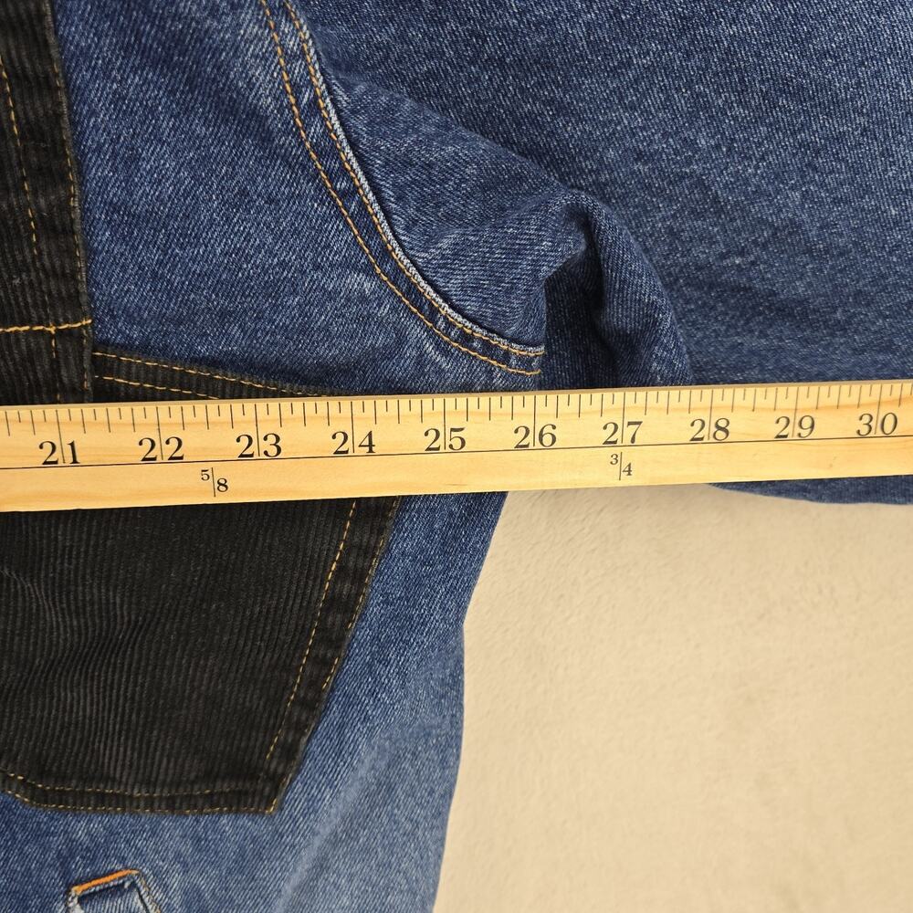 VTG Boom X Jean Jacket Mens XL Blue Denim Corduroy Patchwork Trucker Y2K FLAWS - Picture 14 of 15